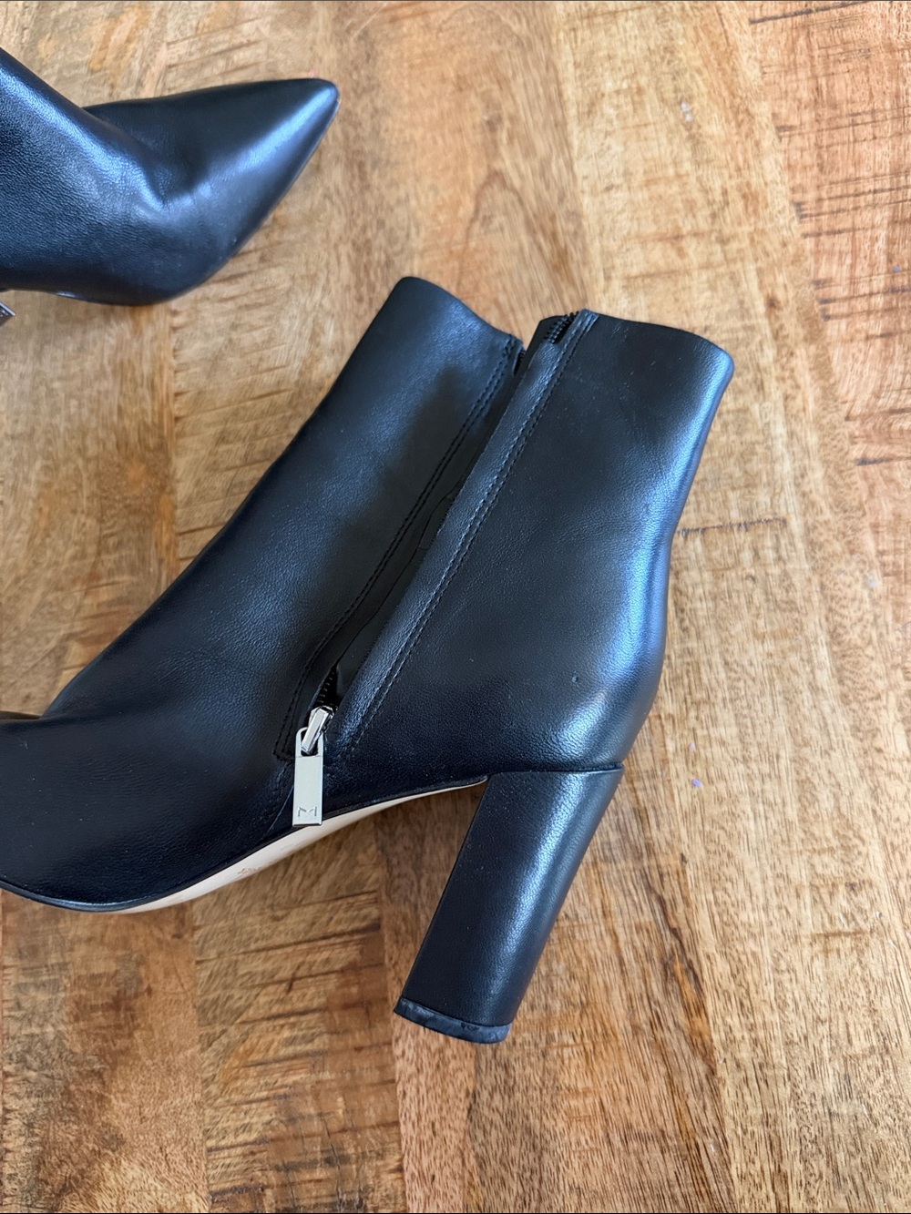 Marc Fisher Black Pointed-Toe Zip Ankle Boots - Picture 5 of 6